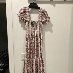 Tory Burch printed smocked midi dress-orange wonderland vine